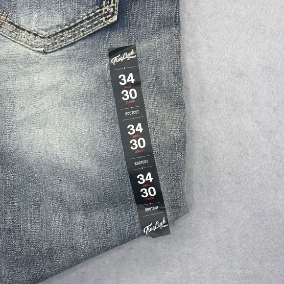 True Luck Jeans Mens Denim Bootcut Straight Fit Size 34x30 Big Stitch NEW TAGS - Picture 2 of 16